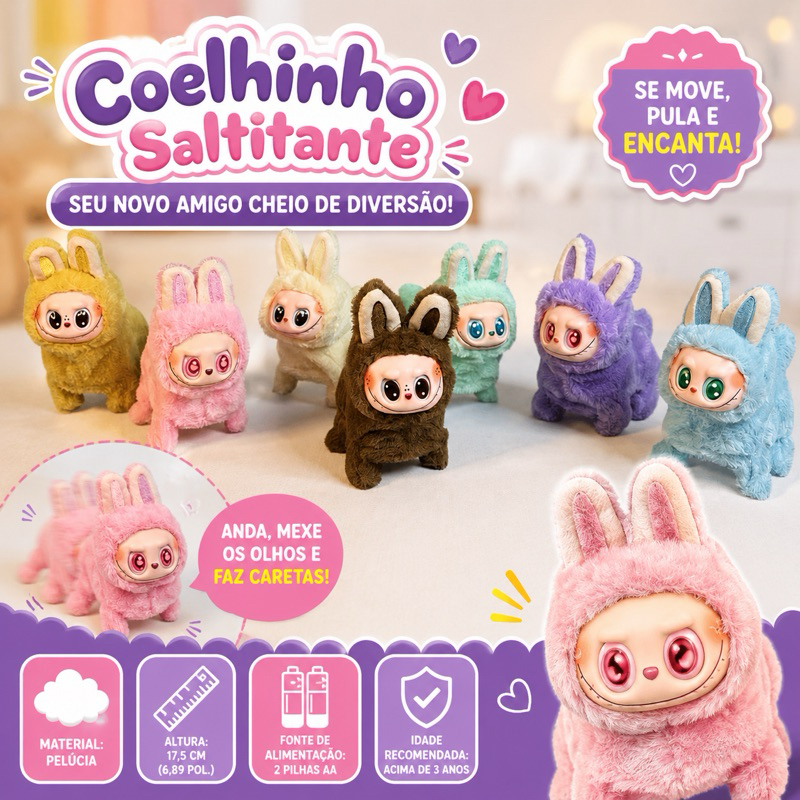 🐰✨ Cordell Saltitante Interativo – Diversão, Fofura e Magia para as Crianças! ✨🐰
