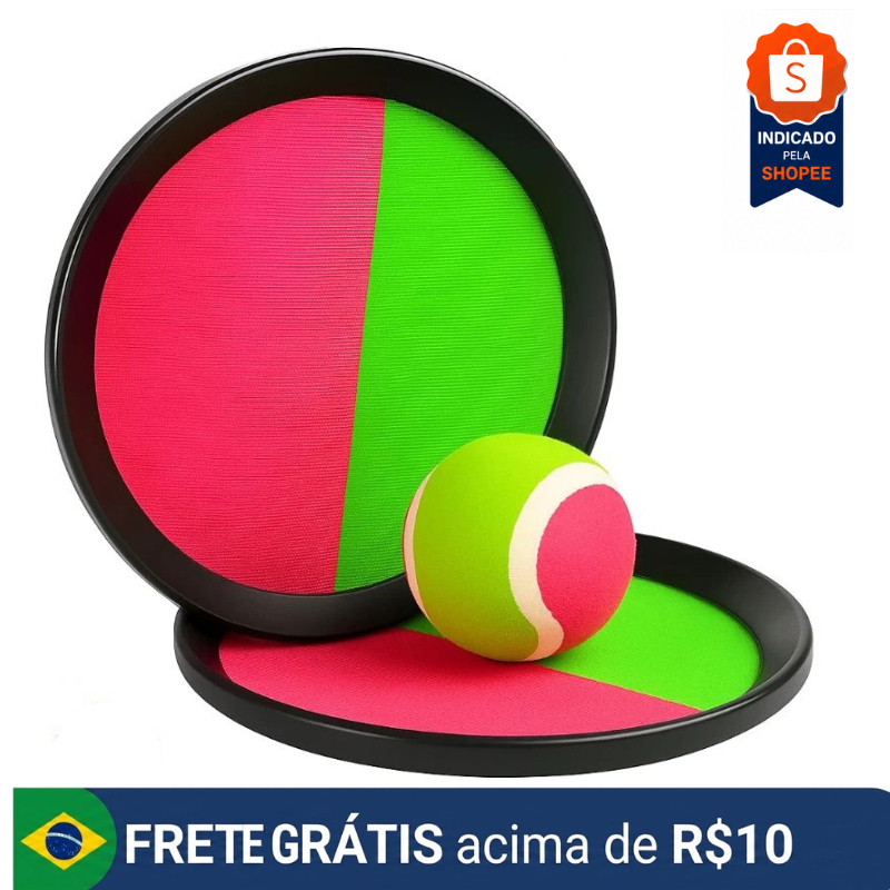 Kit Raquete Frescobol Bateu Colou Peteca Tênis C/ Bolinha Bate Gruda