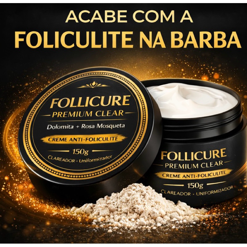 Follicure Premium Clear 150g – Creme Anti-Foliculite para Barba | Remove Pelos Encravados, Clareia e Uniformiza a Pele