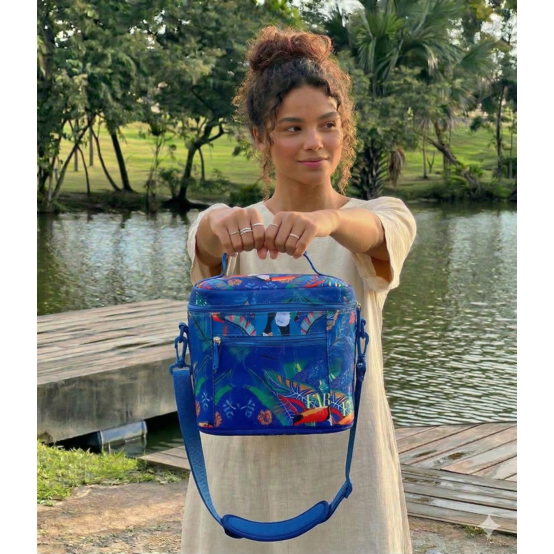 Bolsa Mini Cooler Térmica Feminina Lancheira Alça Transversal Regulável com Apoio Verão Envio Imediato