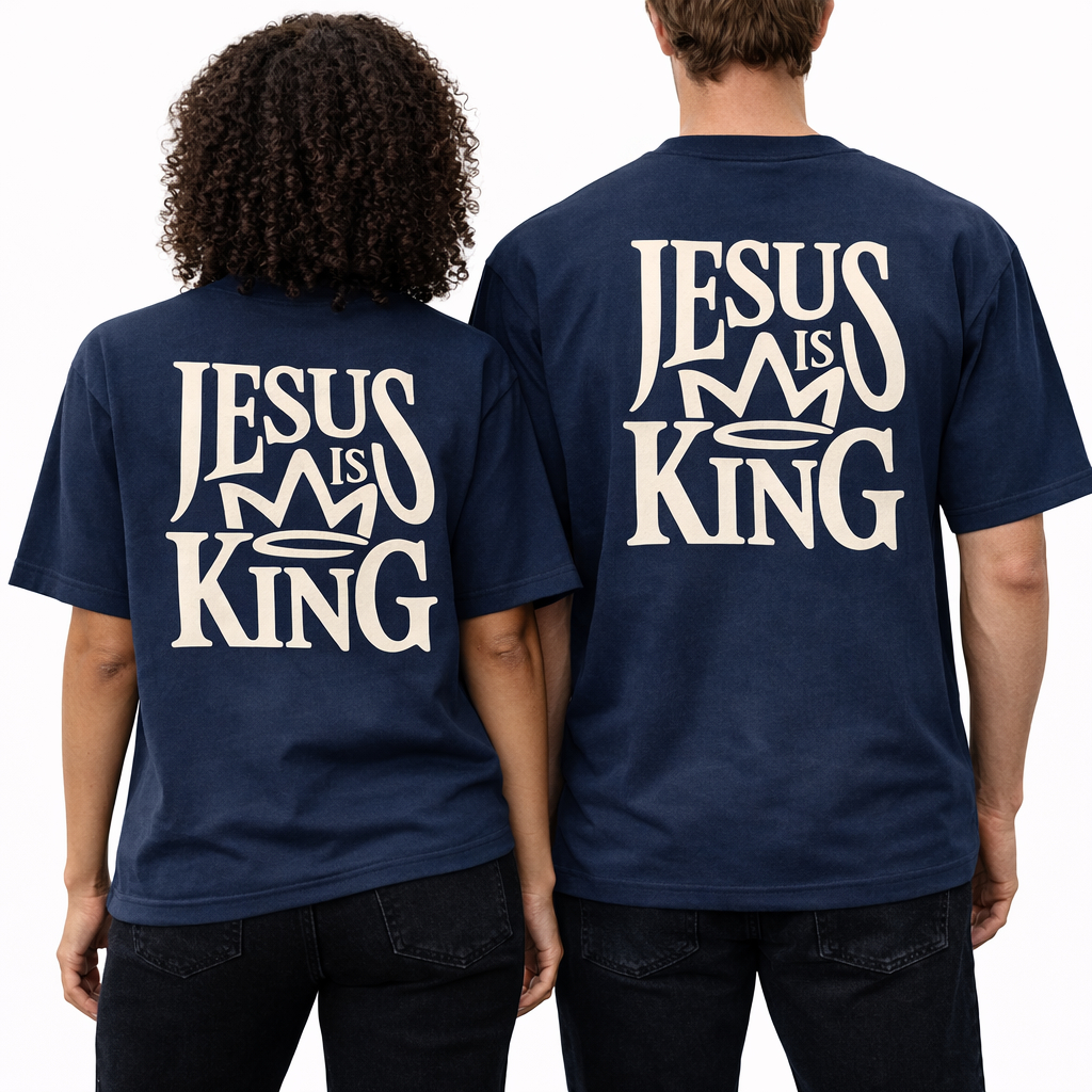 Kit Casal Camiseta Cristã-Camiseta Casal-Camiseta Jesus King-Algodão Fio 30.1 Premium-Dia Namorados
