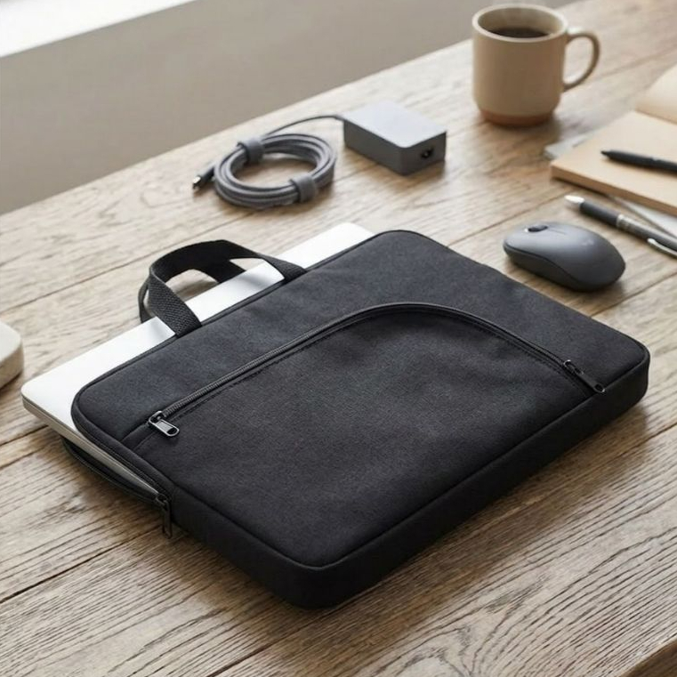 Capa Case Bolsa Mala Protetora Pasta Maleta Luva Para Notebook Ultrabook Alça de Mão Preta 13/14.1/15.6 Polegadas