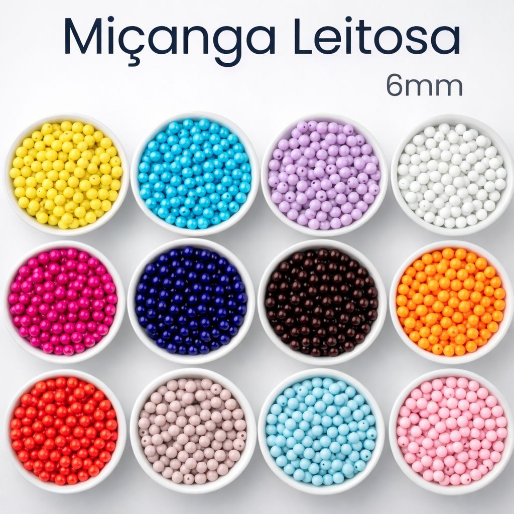 Miçanga Bola Lisa Leitosa 6mm 200,300 E 400 UNI p/ artesanato em geral Colar Pulseira Tiara Chinelos