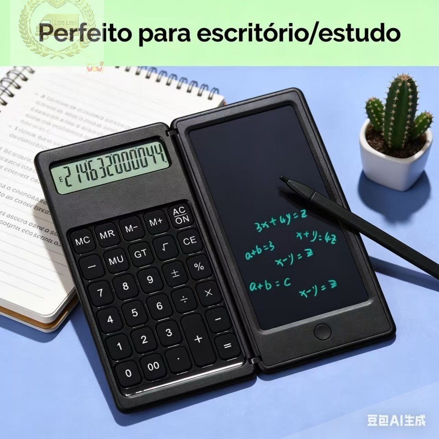 Calculadora 2 Em 1 Com Bloco De Notas Digital Portátil Anotações E Cálculos