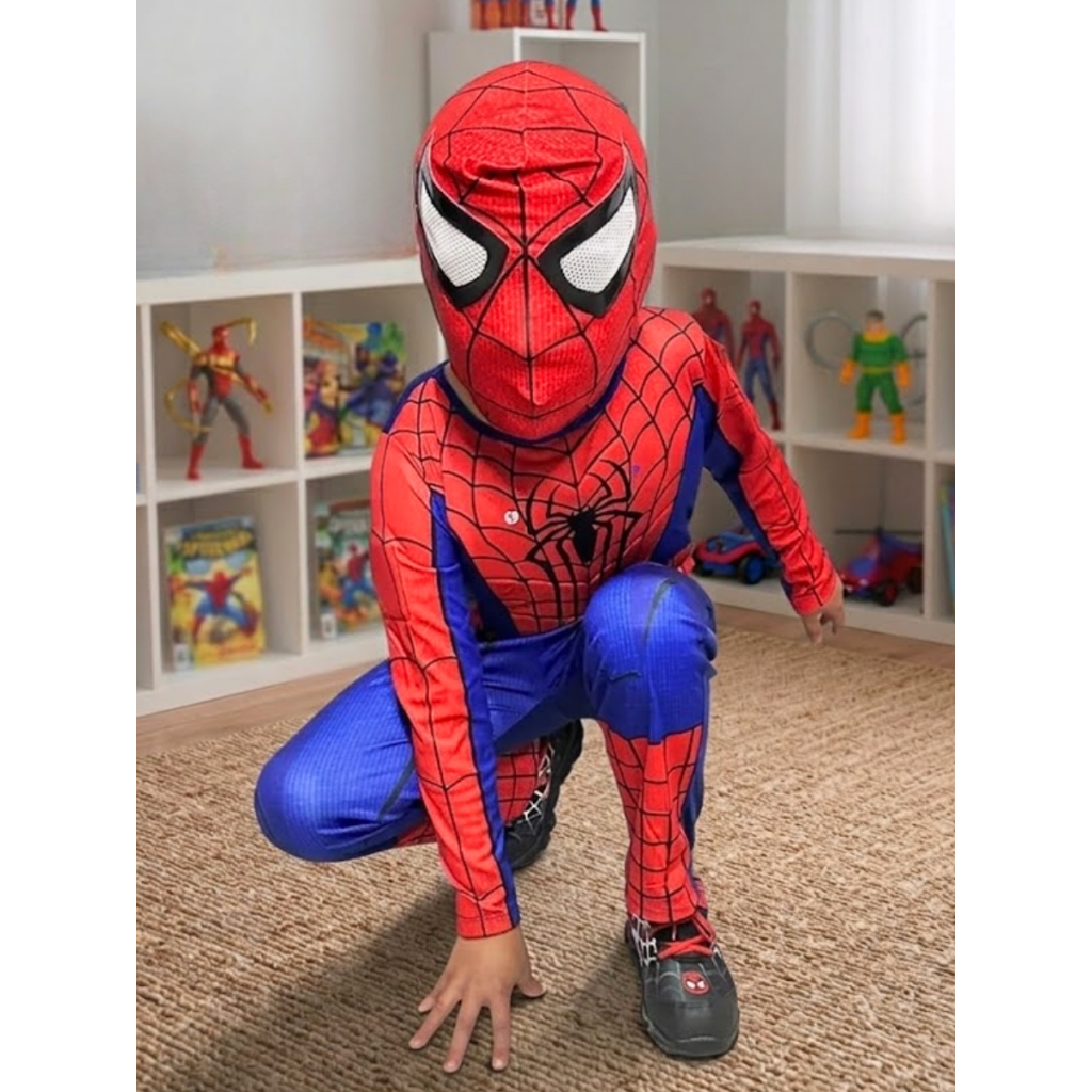 Roupa Infantil Fantasia Longa Com Enchimento Homem-aranha