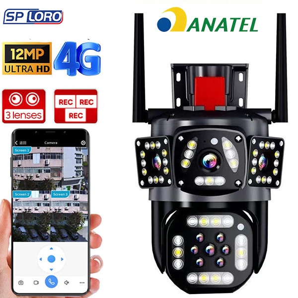 Câmera De Segurança Com Rastreamento Automático 4G 360° Full Hd Design visão noturnaà prova P20