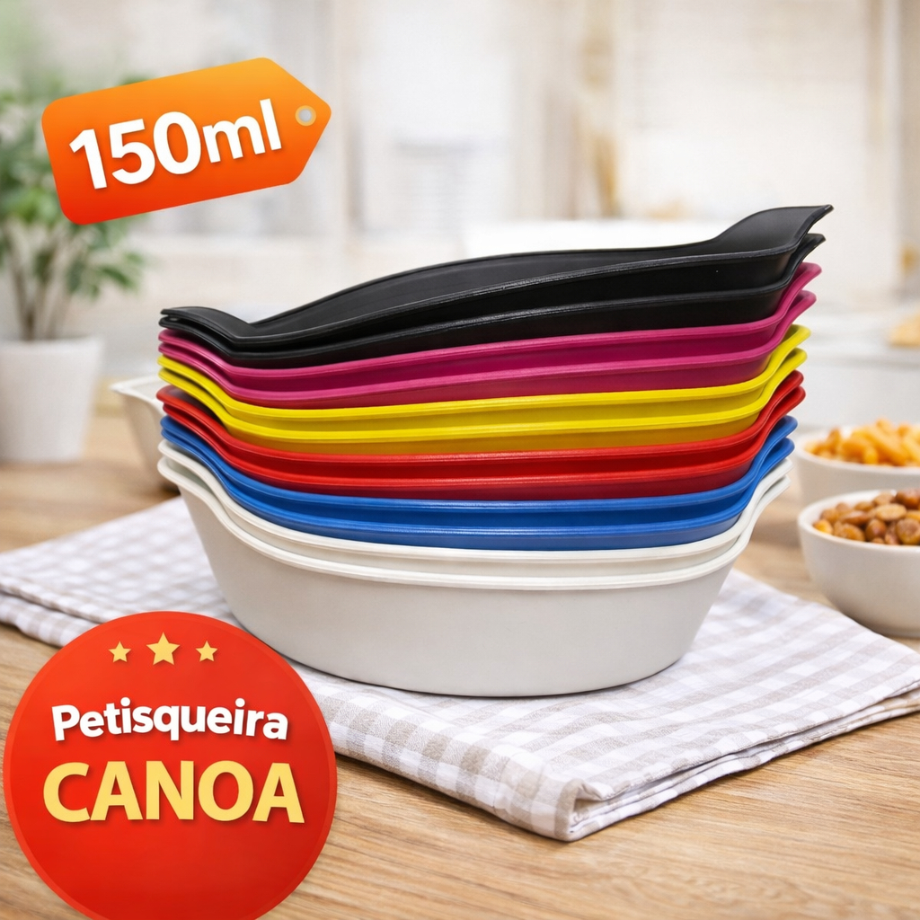 Kit 5 a 50 Petisqueiras Barquinha Canoa 150ml Pequena Colorida Petiscos Festa Frios Molho