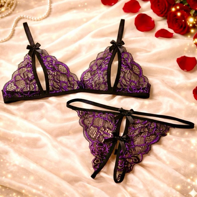 Conjunto Renda Sexy Amarrar Com Aberturas Sem Bojo Apressadinho