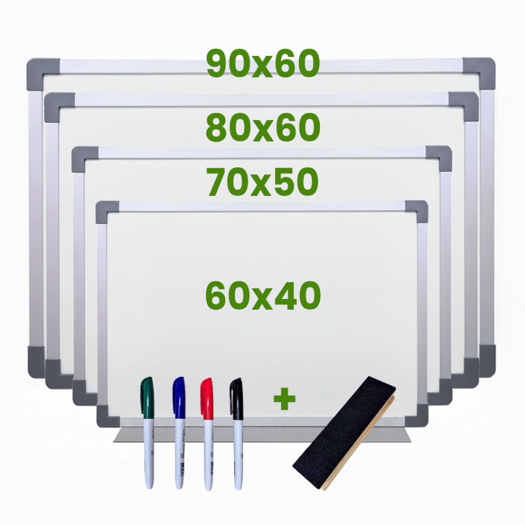 Quadro Lousa Branca Escolar Moldura MDF Aluminizado Souza
