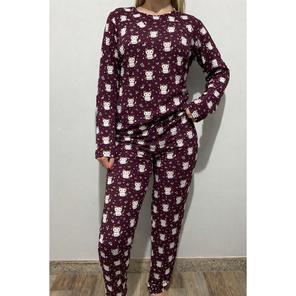 pijama feminino manga longa roupa de dormir conjunto mulher longo