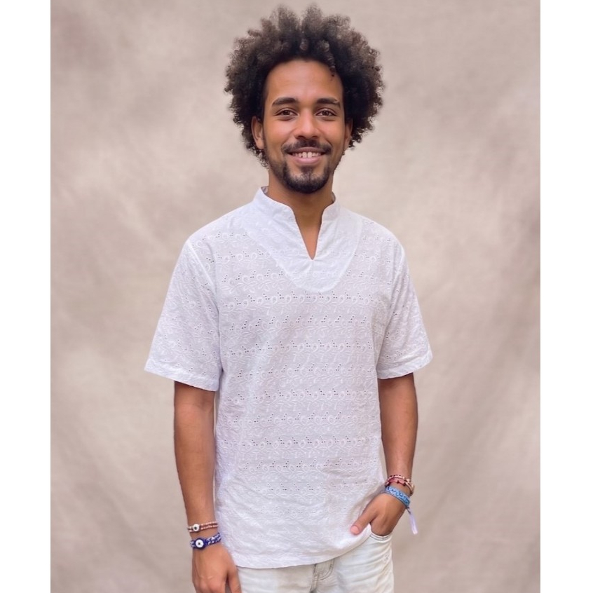 Camisa Bata Masculina Estilo Africana Em Lese Umbanda Candomblé