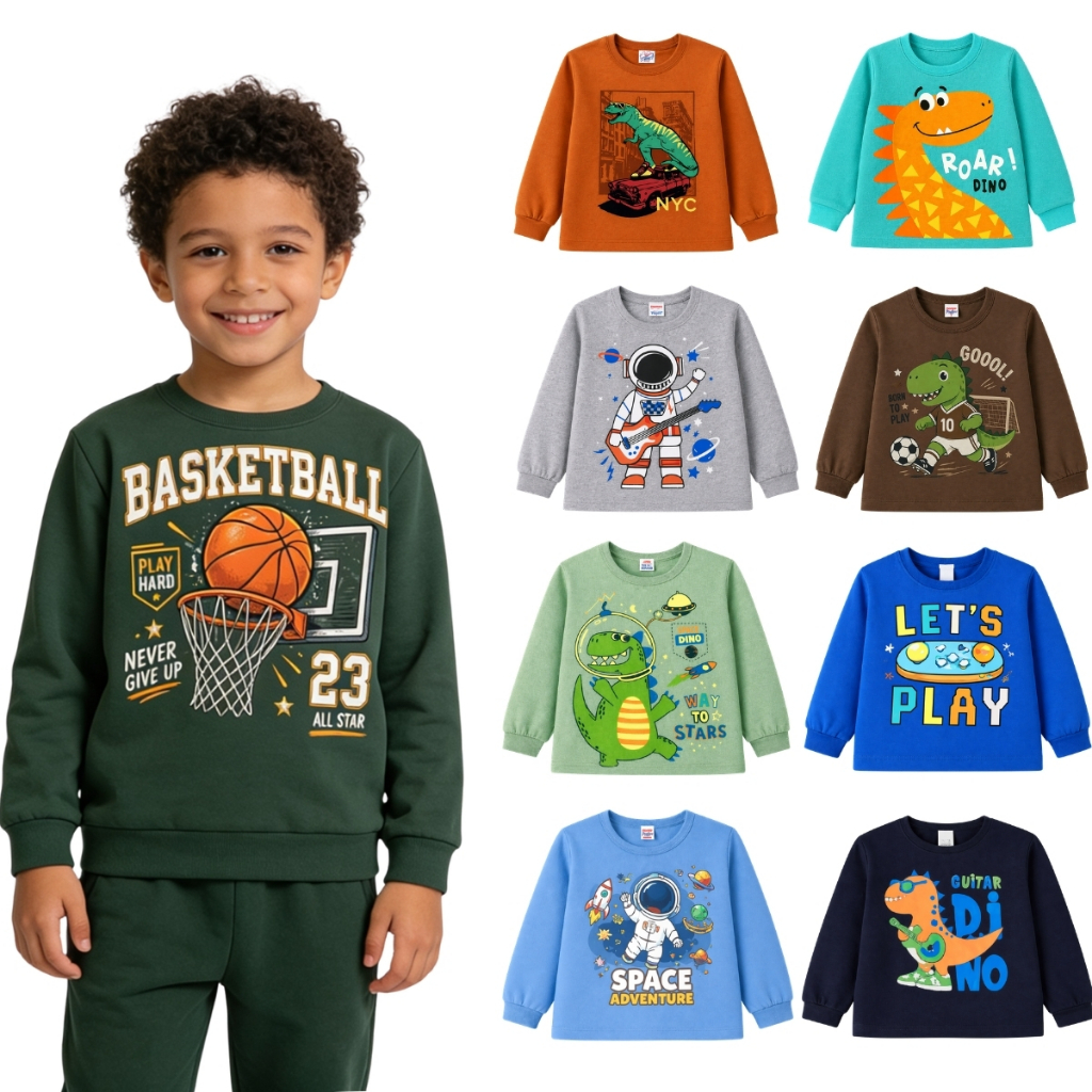 Kit 3 Blusa Moletom Infantil Estampado Menino Inverno Frio - 1 a 8 anos