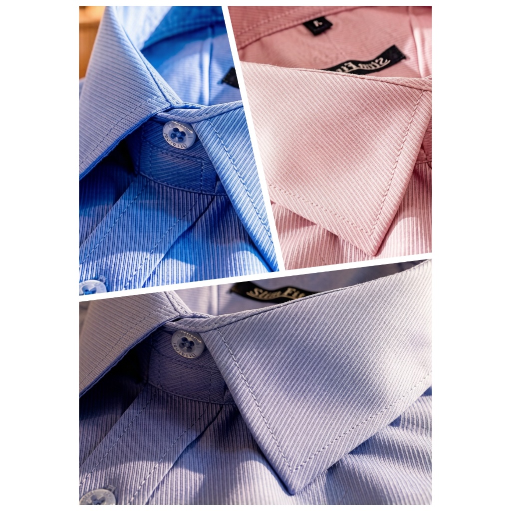 Camisa de gola quadrada slim fit em tecido sarja, disponível em várias cores, corte profissional.