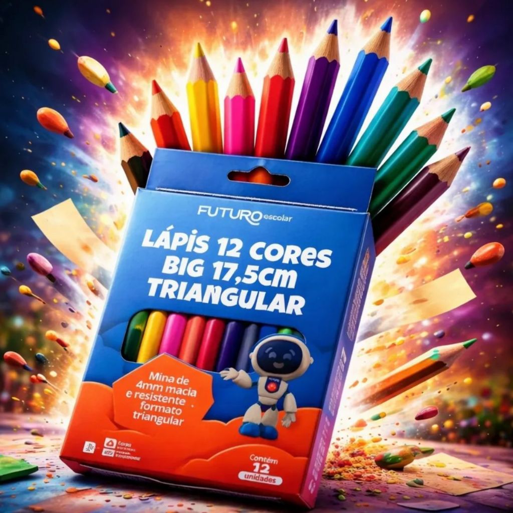 Lápis 12 Cores Triangular Big Jumbo Futuro