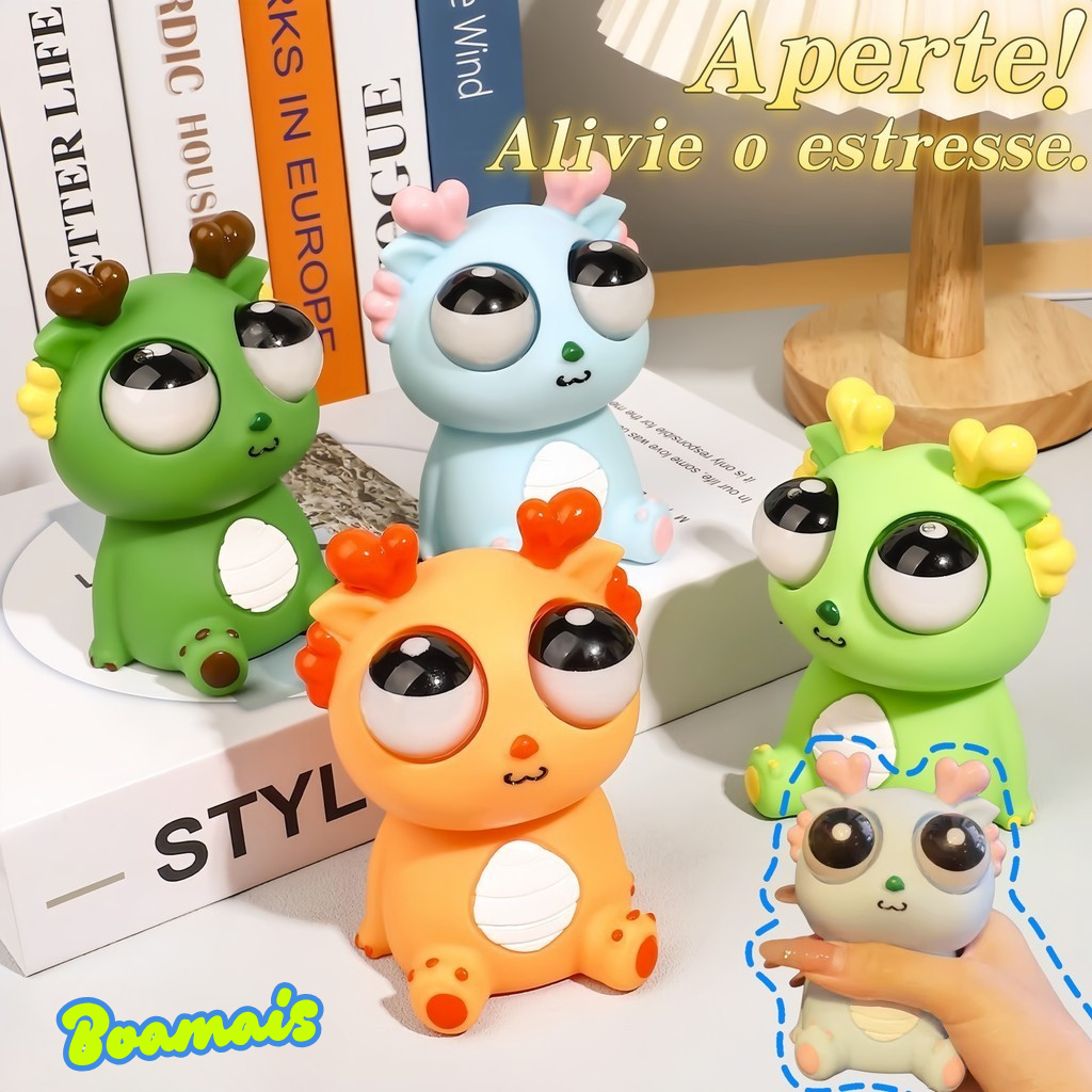 Brinquedo Anti-stress em Forma de Dragão com Olhos Saltitantes – Brinquedo Divertido e Ideal como Presente