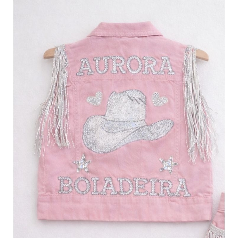 Colete Boiadeira Personalizada Ana Castela Rosa
