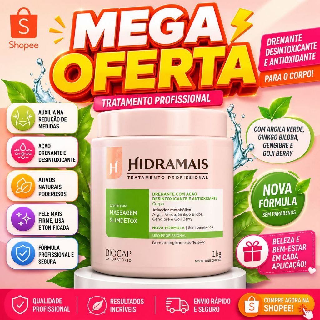 Creme Para Massagem SLIMDETOX 1kg Hidramais