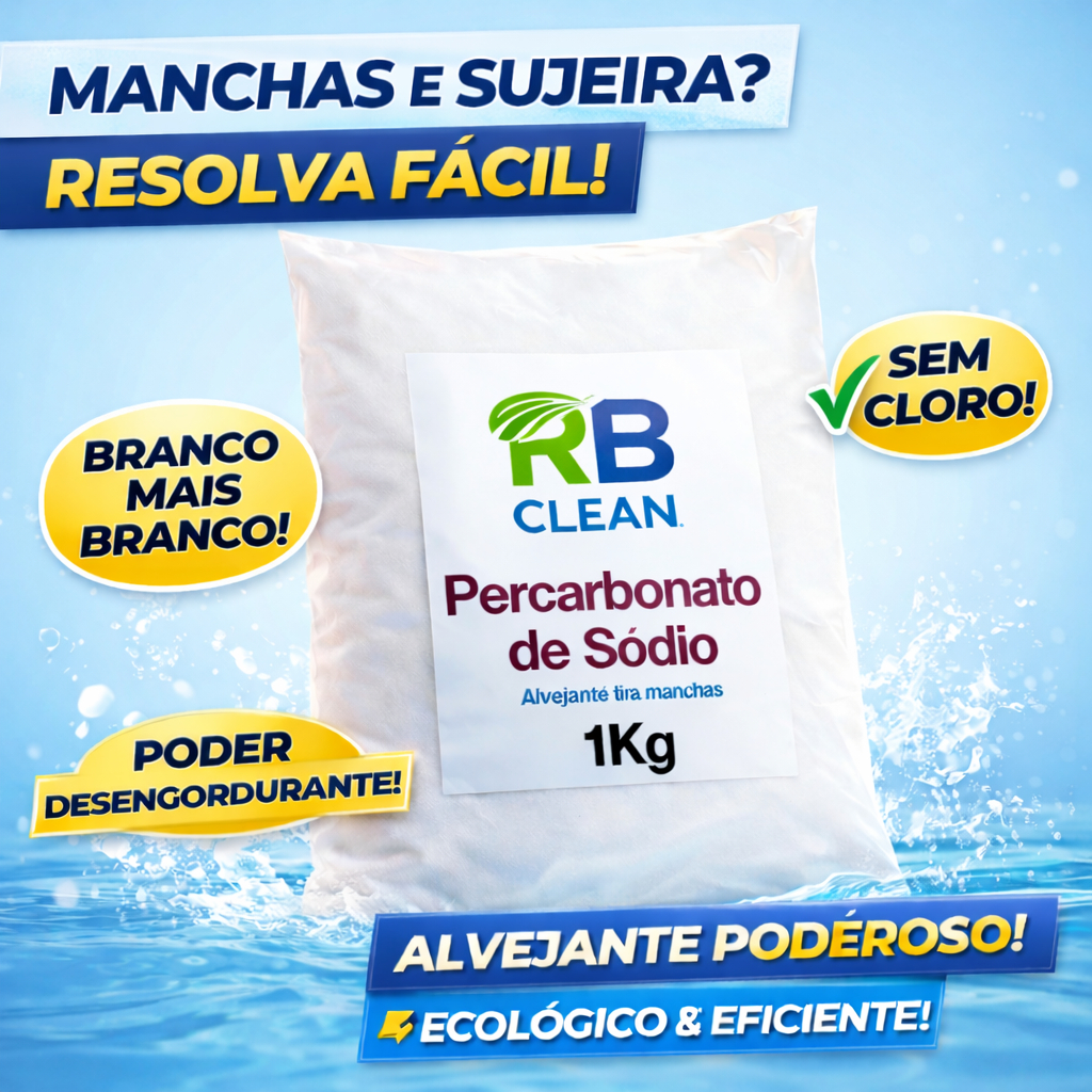 Percarbonato de Sódio 100% Puro Roupas Brancas Clareador Limpeza Em Geral Tira Manchas 500g/1kg /2kg