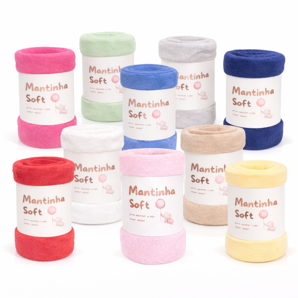 Kit 10 Mantas Cobertor Bebê Multiuso Microfibra 1,10x0,90 Promoção CORES DIVERSAS