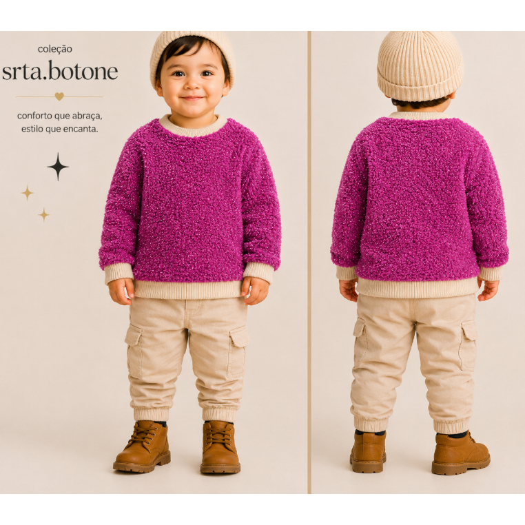 Blusa Infantil Peluciada com Lurex Fúcsia – Conforto e Estilo para o Dia a Dia do Seu Bebê