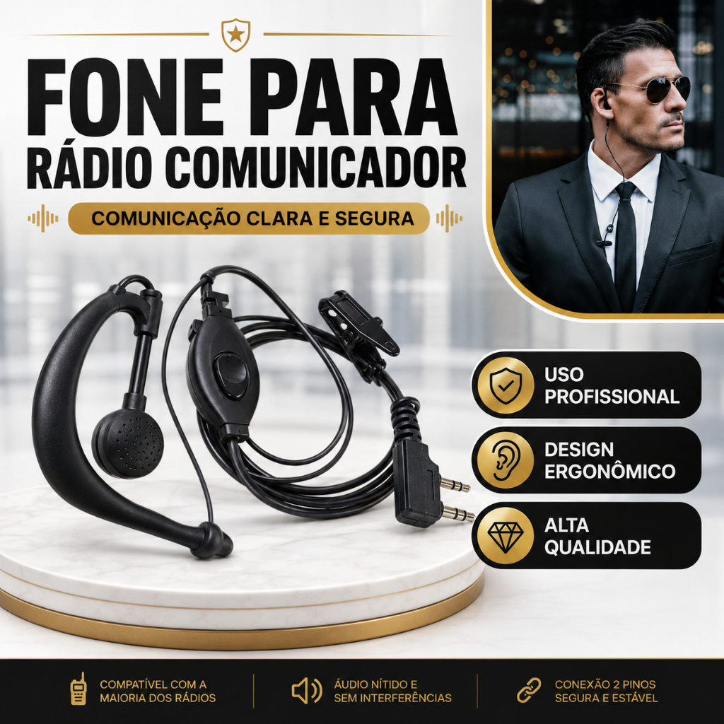 Fone De Ouvido Rádio Comunicador Baofeng 777s Kenwood Uv5r PTT Segurança Alta Qualidade Uso Profissional Equipes Eventos