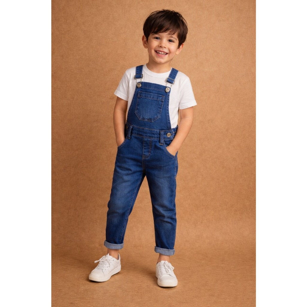 Jardineira Macacão Menino Jeans Infantil Confortável
