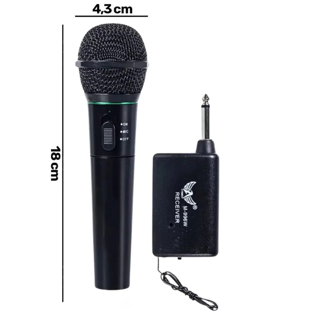 Microfone 2 em 1 Sem Fio Profissional - Igreja Karaokê Palestra +cabo | M-996W Altomex