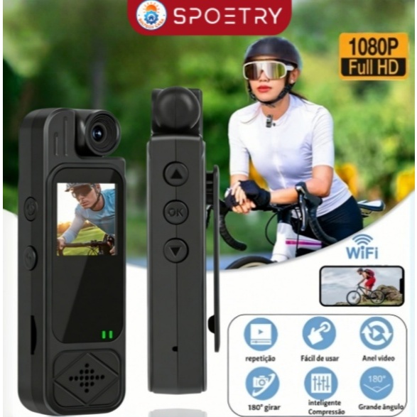 SPOETRY 4K HD Mini Câmera Portátil Corporal De Visão Noturna Infravermelha Gravador Vídeo Digital Esportiva Câmeras