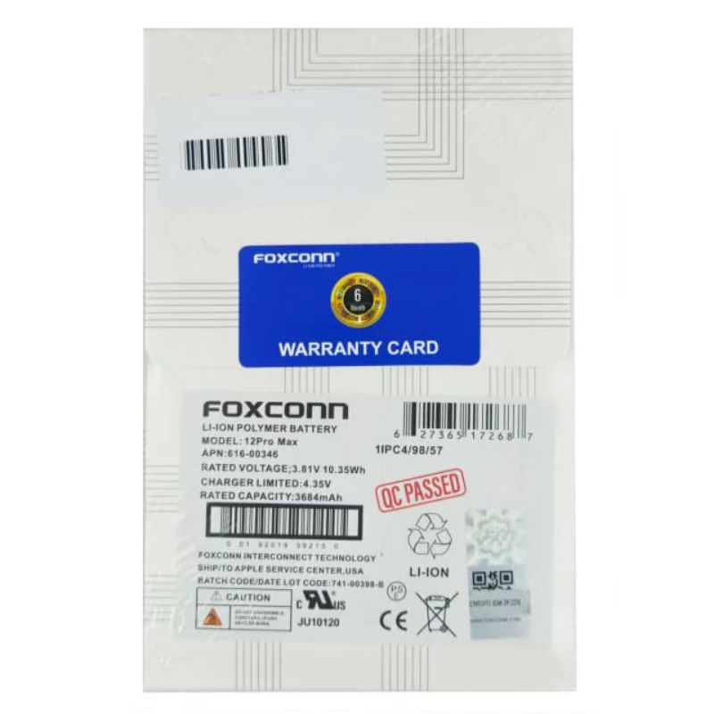 Bateria Foxconn compatível iPh-one 12 Pro Max 100 % original -Envio imediato