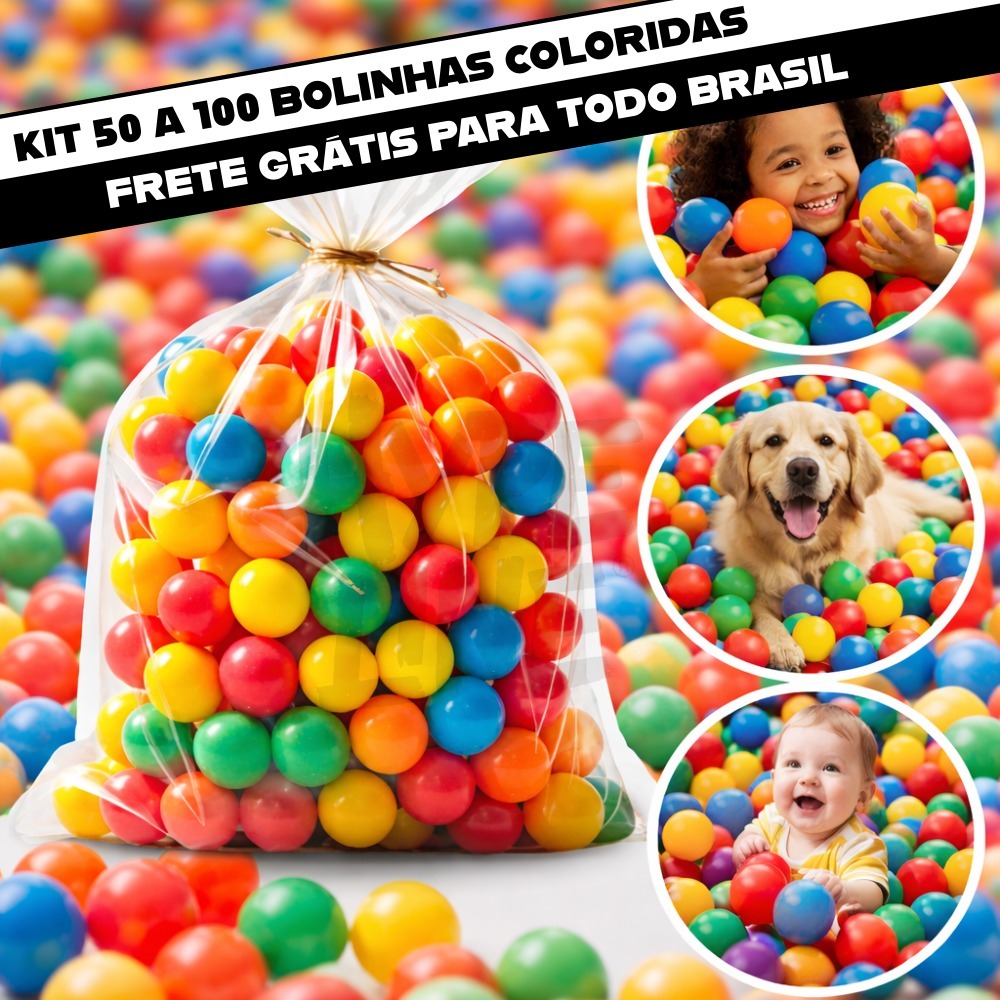 Kit Bolinhas Plásticas Coloridas  Para Piscina Infantil 50 100 Resistente Não Amassam Criança
