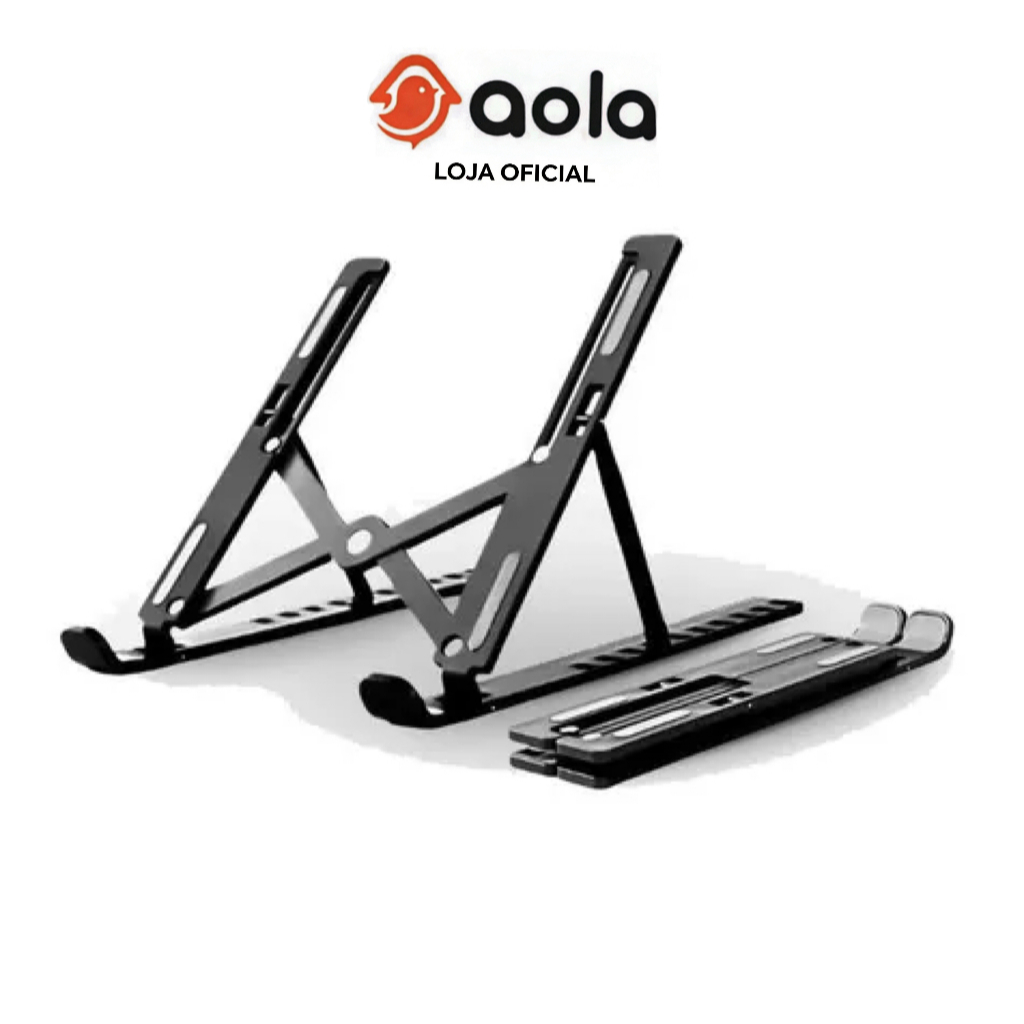 Suporte Dobrável para Notebook e Tablet | Base Plástica Portátil 7 Níveis de Ajuste Prático