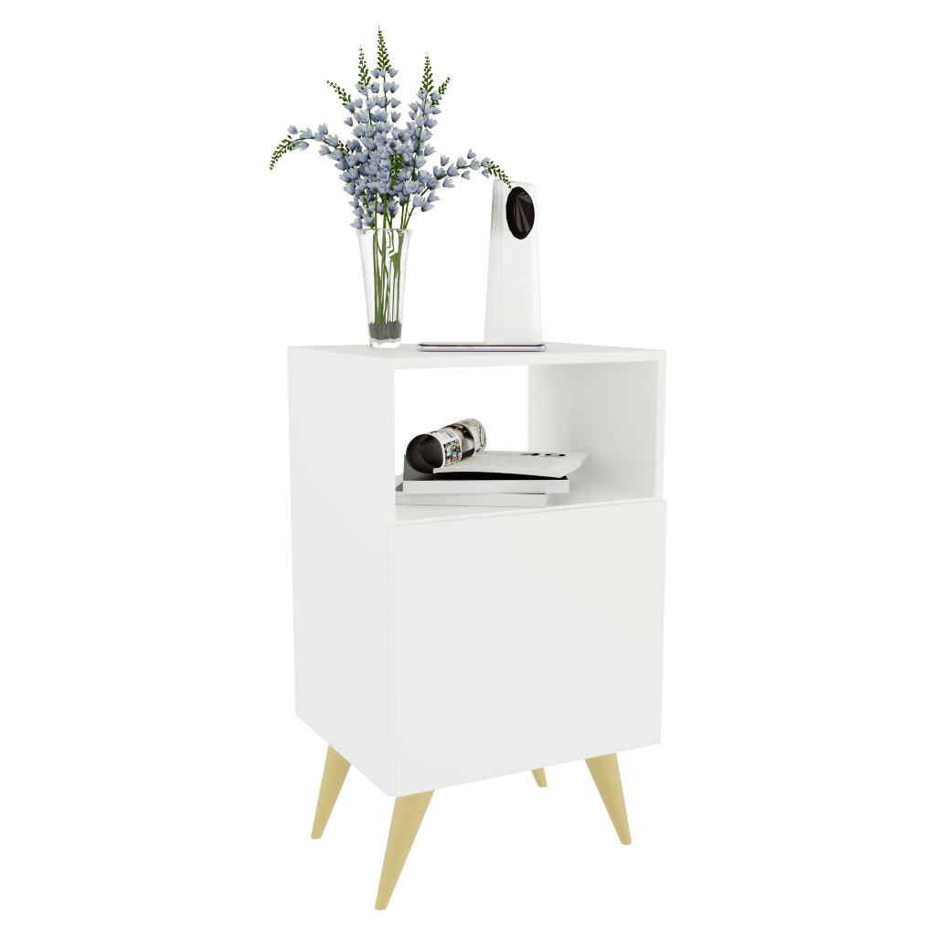 Mesa de Cabeceira Com Porta Nicho Quarto Casal Decoração Retro Rapallo