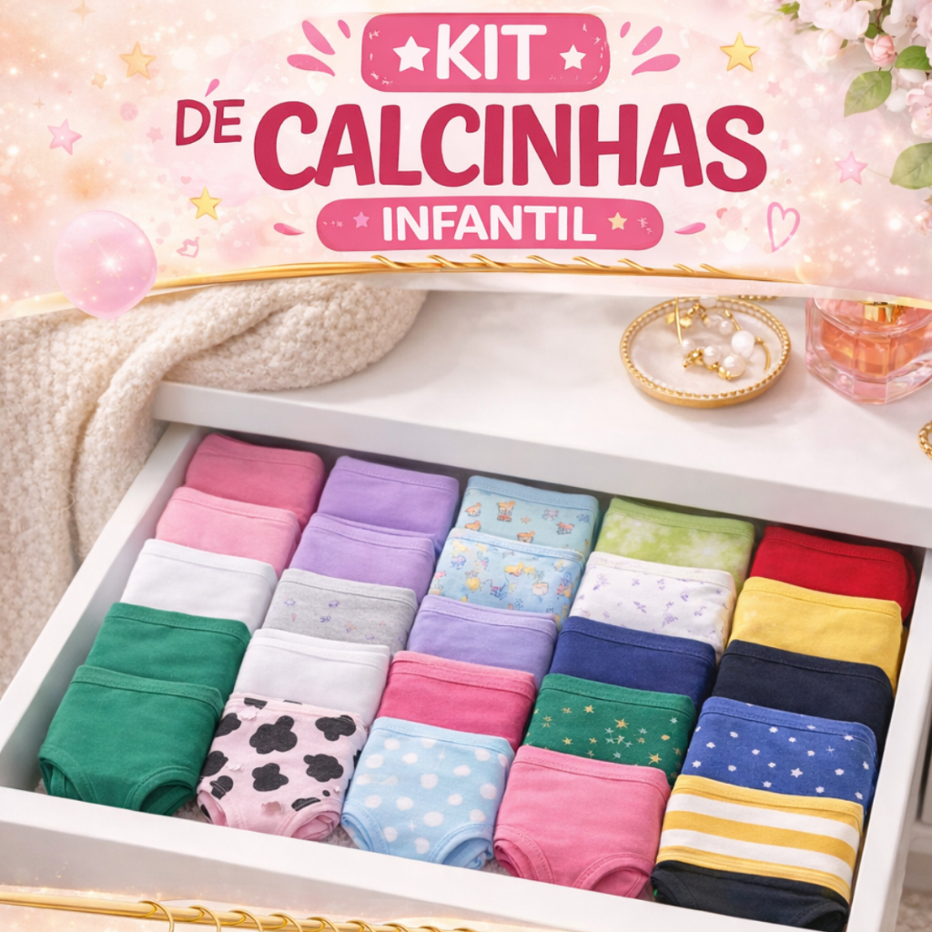 Kit 10 Calcinhas Infantil Juvenil Algodão Cotton Com Forro ou 5 Calcinha Confortável