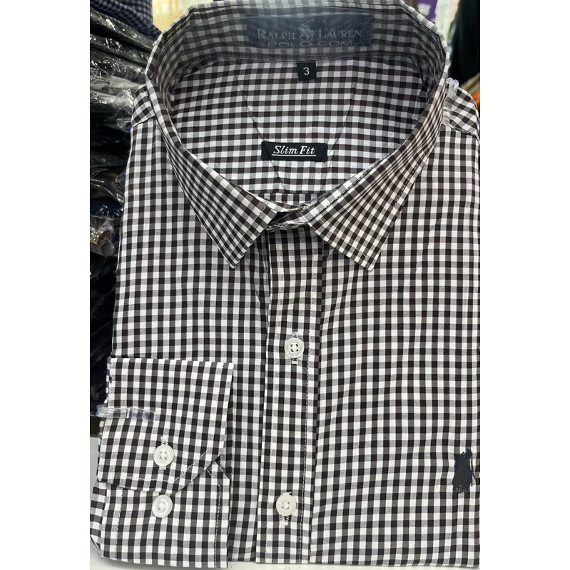 camisa social manga longa xadrez 35%algodão 65%poliéster não com elástico  amassa passa fácil fábrica china Tamanho 1-7