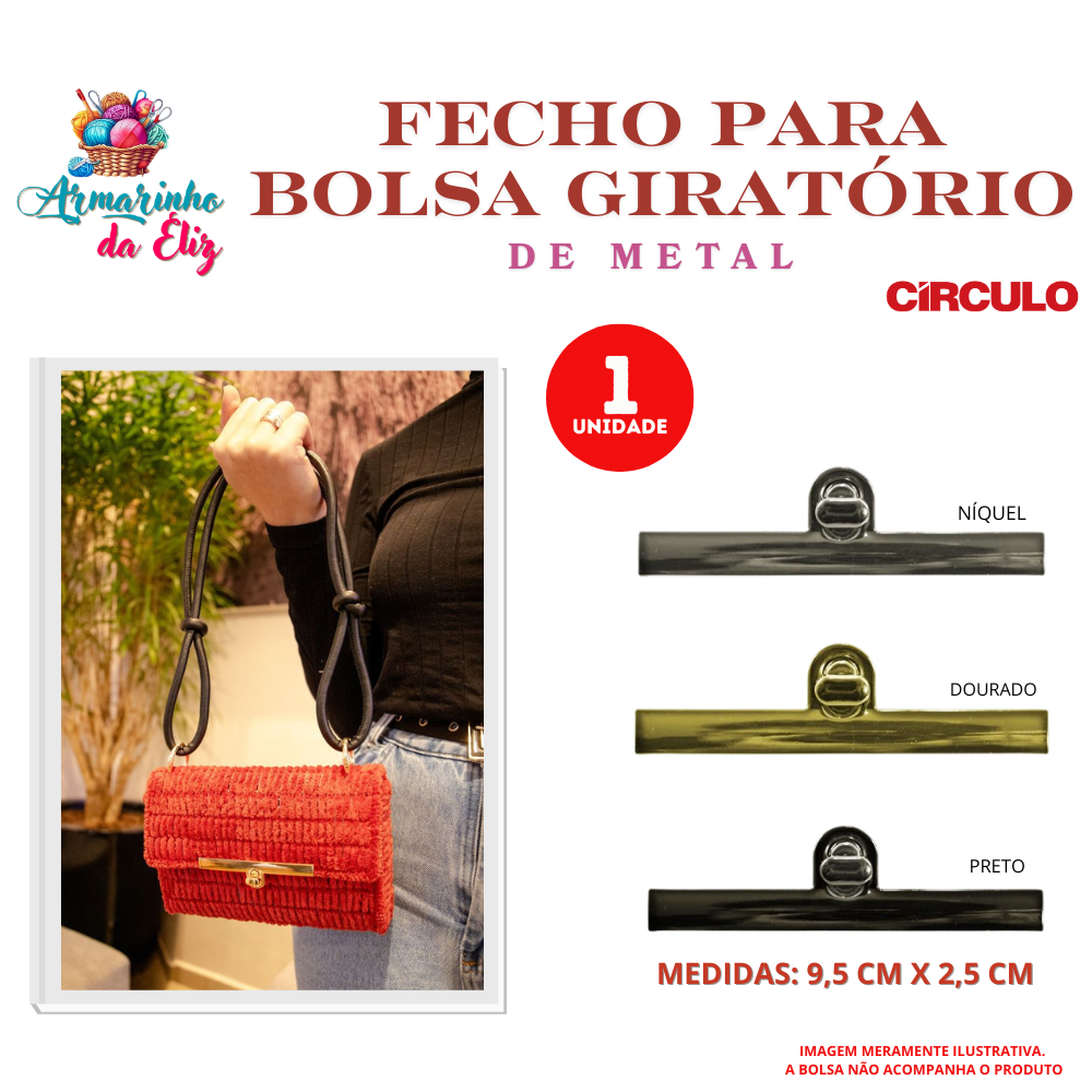 Fecho Giratório Círculo p/ Bolsa Handmade – Design moderno e alta qualidade (1 unidade)