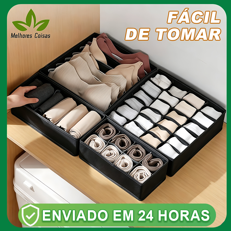 Conjunto de 4 peças Organizadores de Gaveta Dobráveis Para Roupa Íntima Camisa Meias