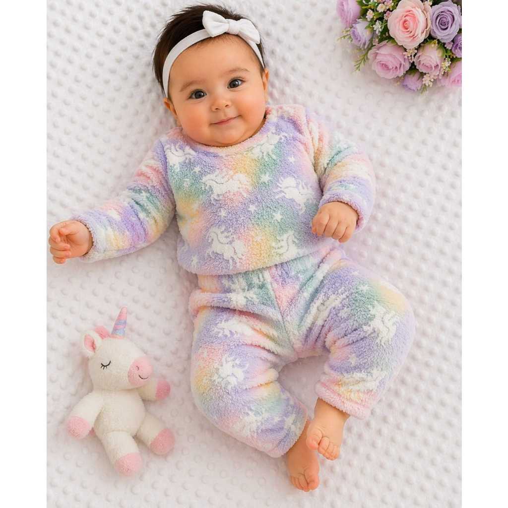 Conjunto Pijama Bebê Menina Luxo Fleece Termico Infantil
