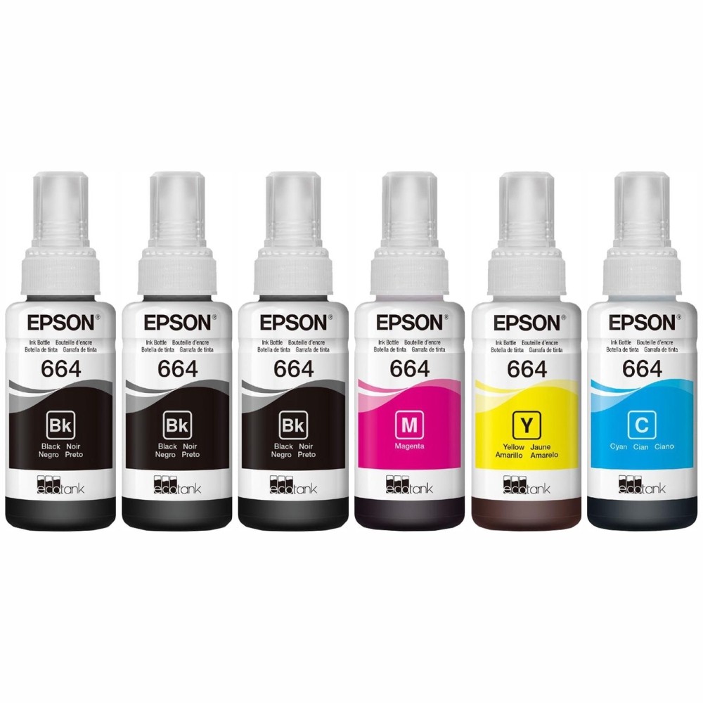Kit 6 Tinta Refil T6 64 6 64 para L120 L1300 L395 L396 L355 L555 L365 L355