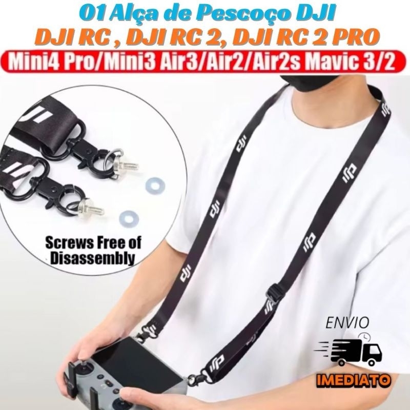 Cordão Alça Pescoço Controles Dji Rc, Rc2, Neo, Neo 2, Flip, Mini 3, Mini 4 Pro, Mini 5 Pro, Air 3, Air 3s, Mavic 3