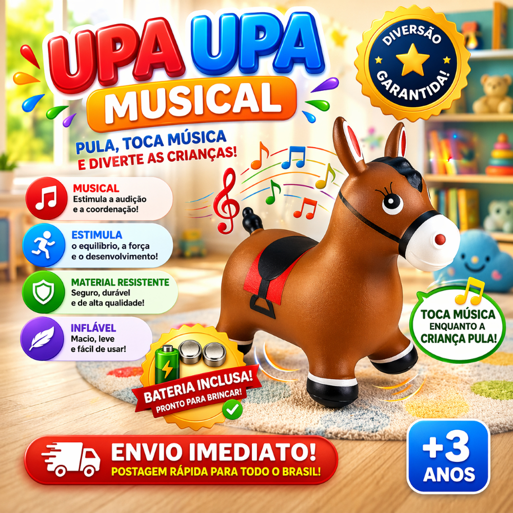 Cavalinho Upa Upa Inflável Emborrachada com Som Musical para Bebês Cavalinho Pocotó