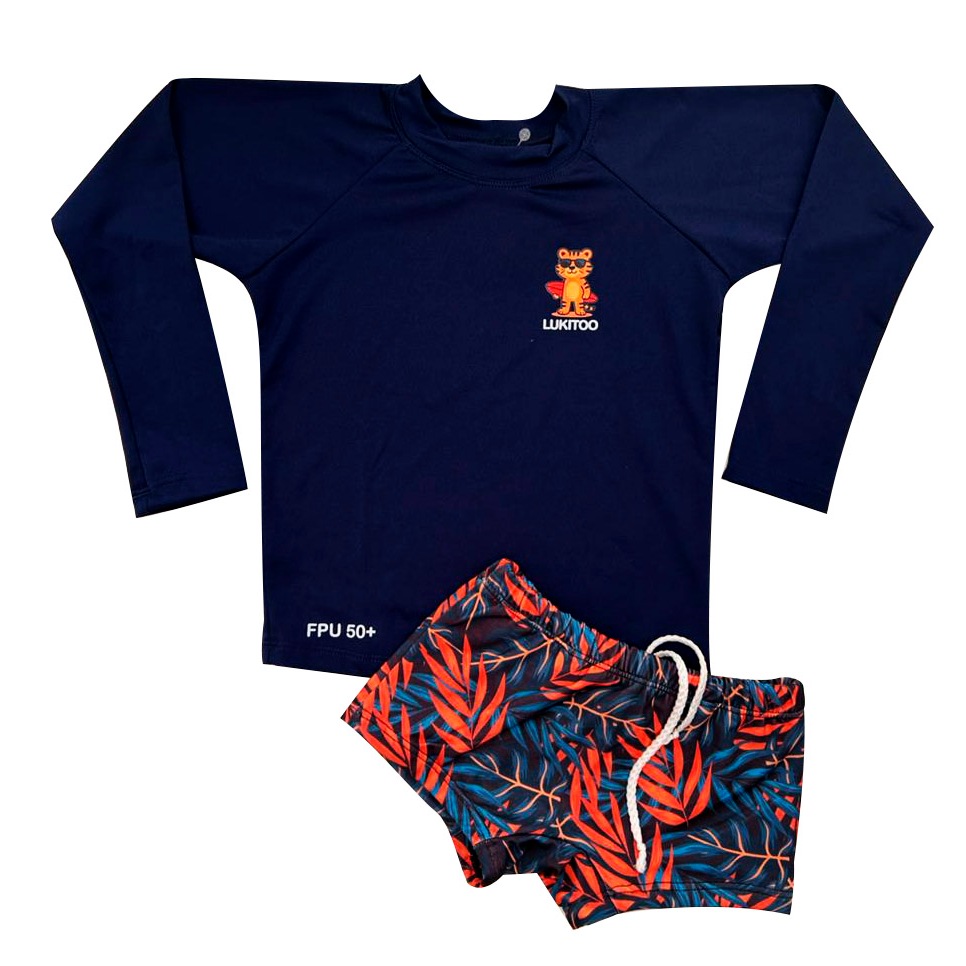 Sunga Infantil Blusa Térmica Lisa Proteção Solar Uv50 Kit Praia