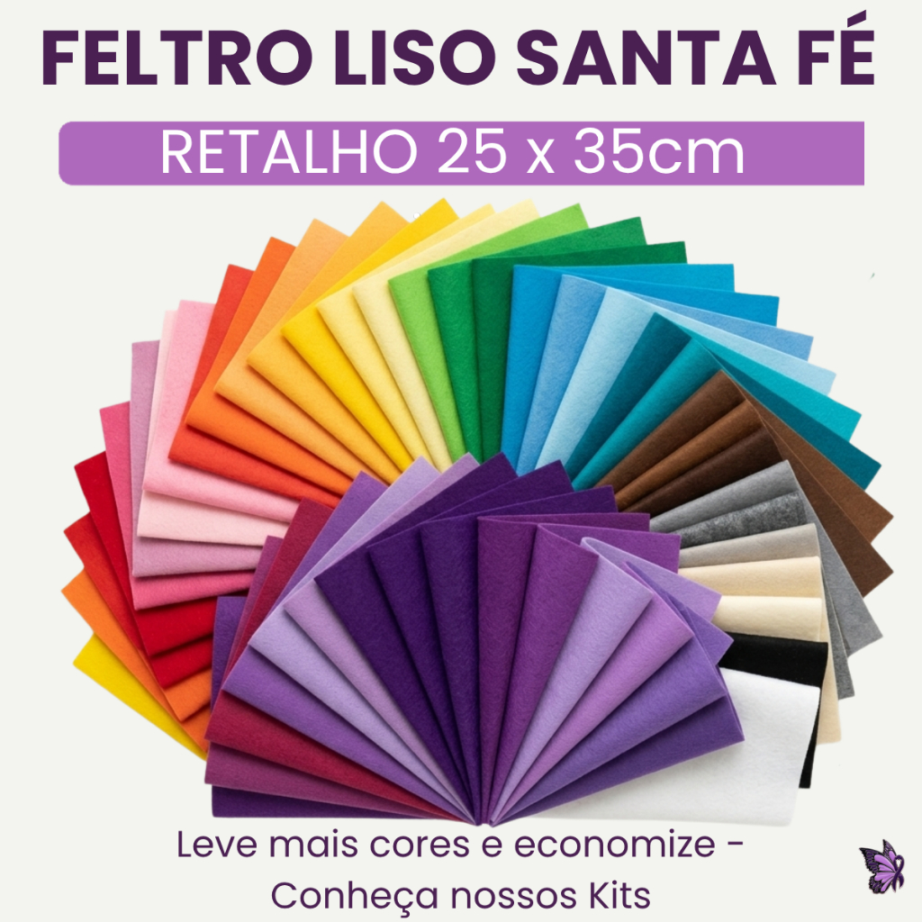 Feltro Liso Santa Fé 25x35cm | RETALHO | Recortes de Tecido Colorido para Artesanato Decoração DIY
