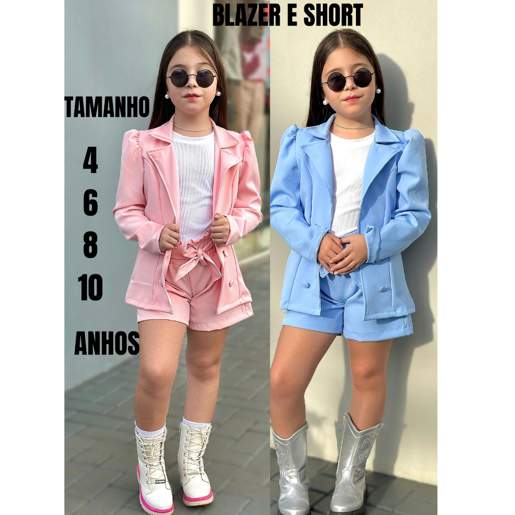 Conjunto Infantilo Feminino Blazer Luxo Lindo Demais Moda Fashion Temdencia Menina 4 6 8 10