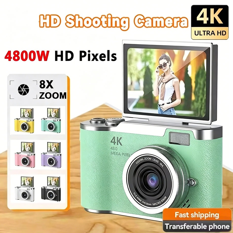 Câmera de zoom digital CCD 8x A tela flip LED HD de 2,4 polegadas suporta foco automático