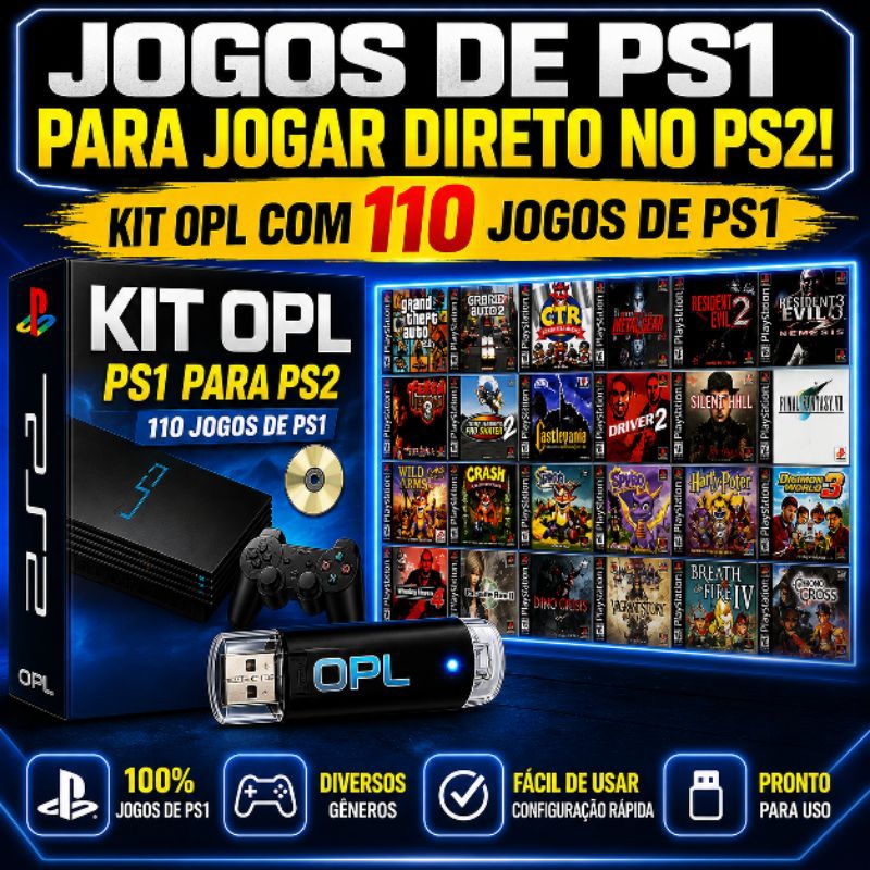 Opl kit ps1 no seu PS2 - Memóry card + Pendrive / Popstarter