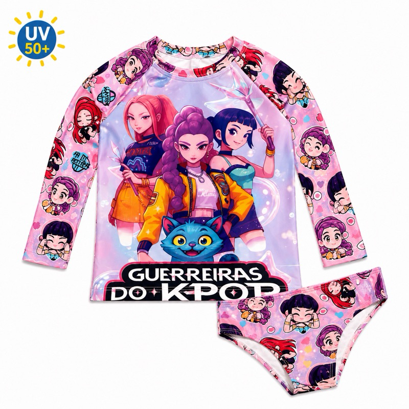 Guerreiras do K-Pop  Biquíni Infantil Menina Proteção Solar Roupa Praia Infantil