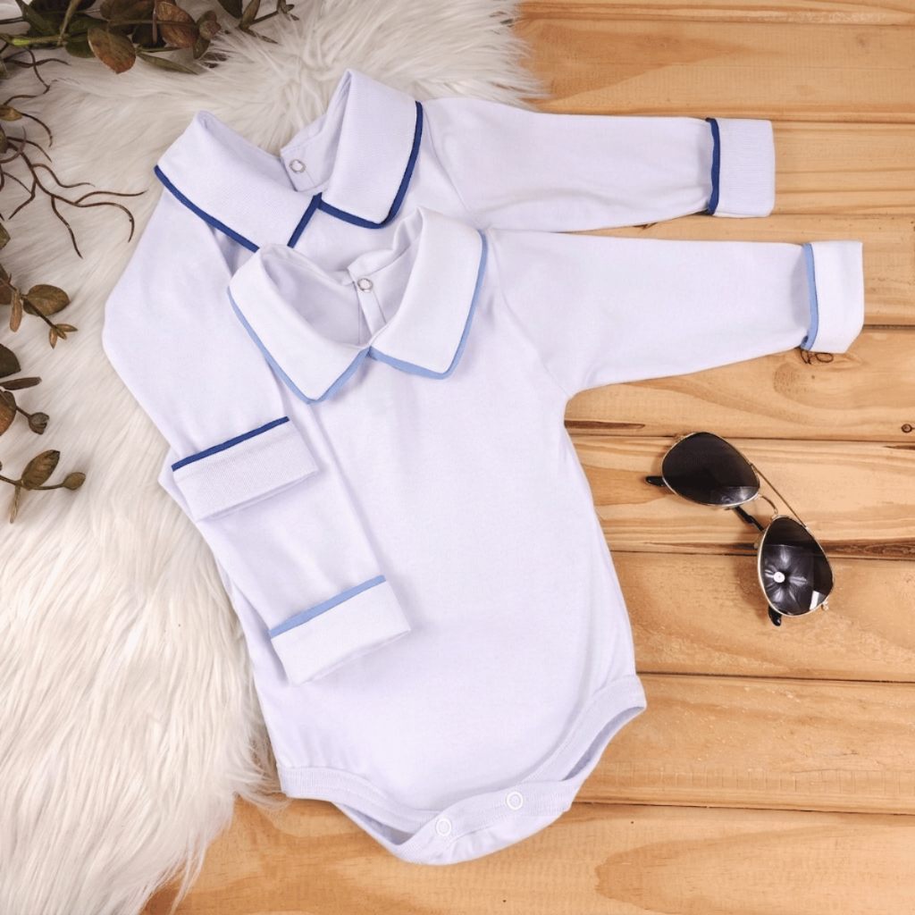 Kit 2 Bodys Bebê Menino Manga Longa 100% Algodão