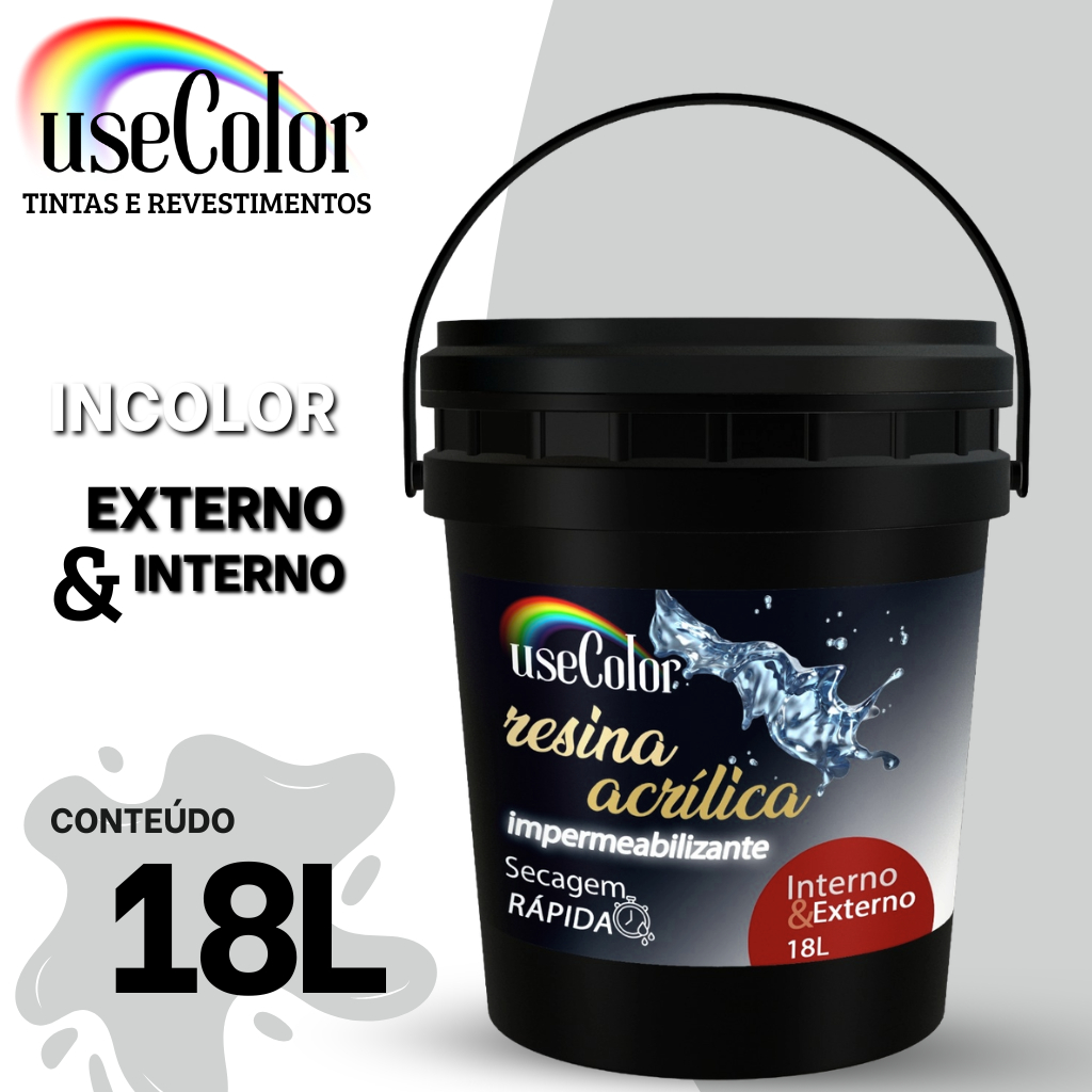 Resina Acrílica Impermeabilizante 18L  Incolor Secagem Rápida Acabamento brilhante Base Água Multiuso