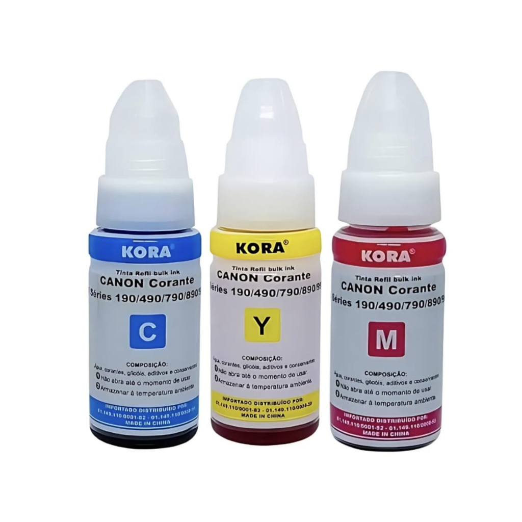 KIT 3 REFIL COLORIDO  CANON GI-190 G3110/G2010/G3100/G1100/G3111/G3102/G4100/G4102/G4110/G4111