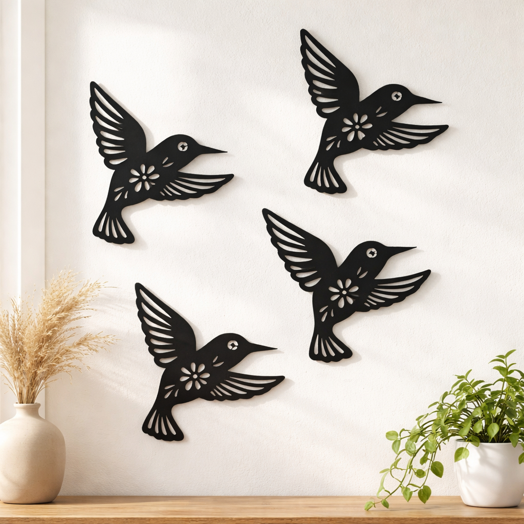 Decoração de Parede Beija Flor Vazado Moderno Enfeite Sala Quarto Escritório Luxo Elegante